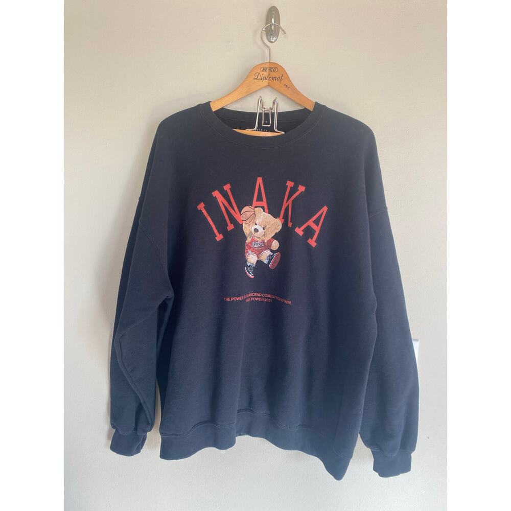 Inaka Power Women’s Bred Teddy Crewneck Sweatshirt Pullover Longsleeve Black 2XL